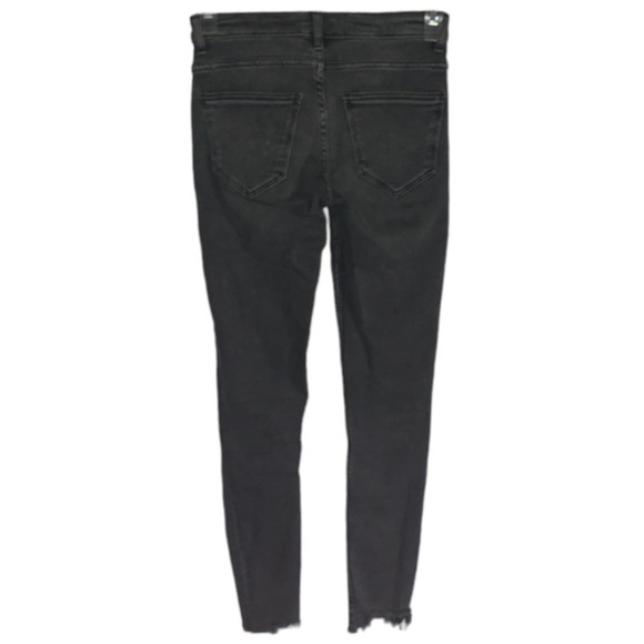 Zara Skinny Distressed Raw Hem Jeans Grey Woman’s Size 2 - Picture 4 of 12